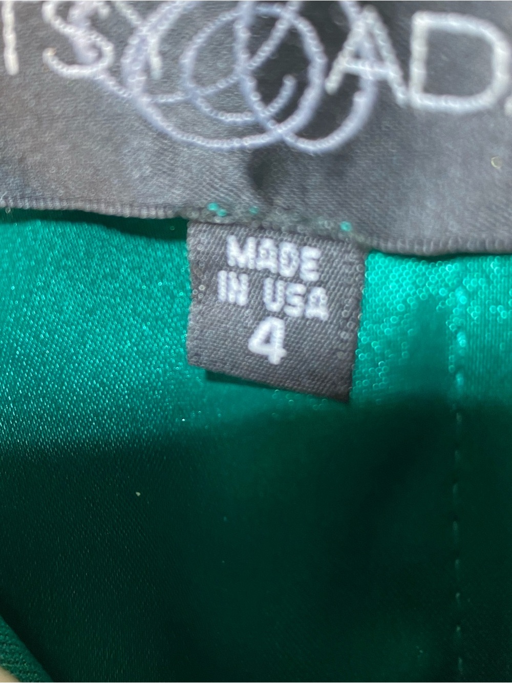 Adam One-Shoulder Teal Satin Dress with Rhinestone Waist Detail - Picture 9 of 12